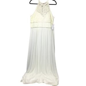 Primier Armour Empire Waist Fairycore Lace Halter V-neck Cream Formal Dress 16